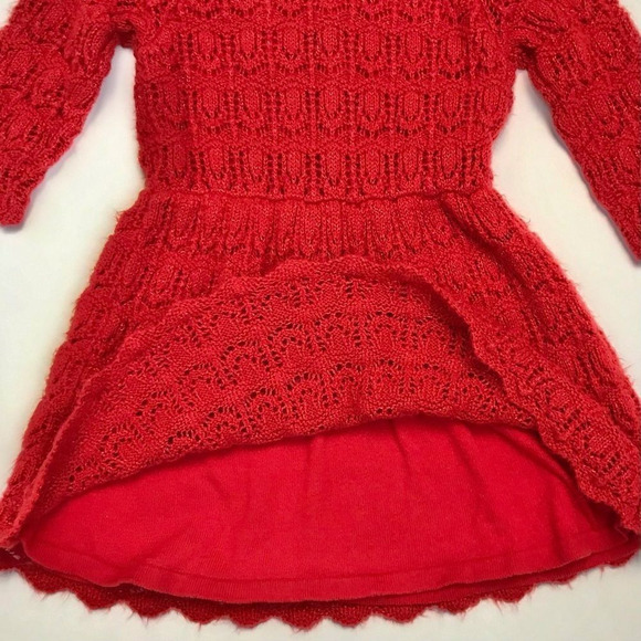 Cat and Jack Crochet Metallic Knit Dress Red 4T Girls - Picture 8 of 11